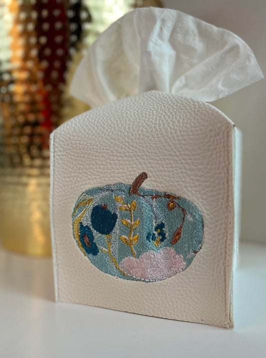 Floral Pumpkin Leather Tissue Box Cover