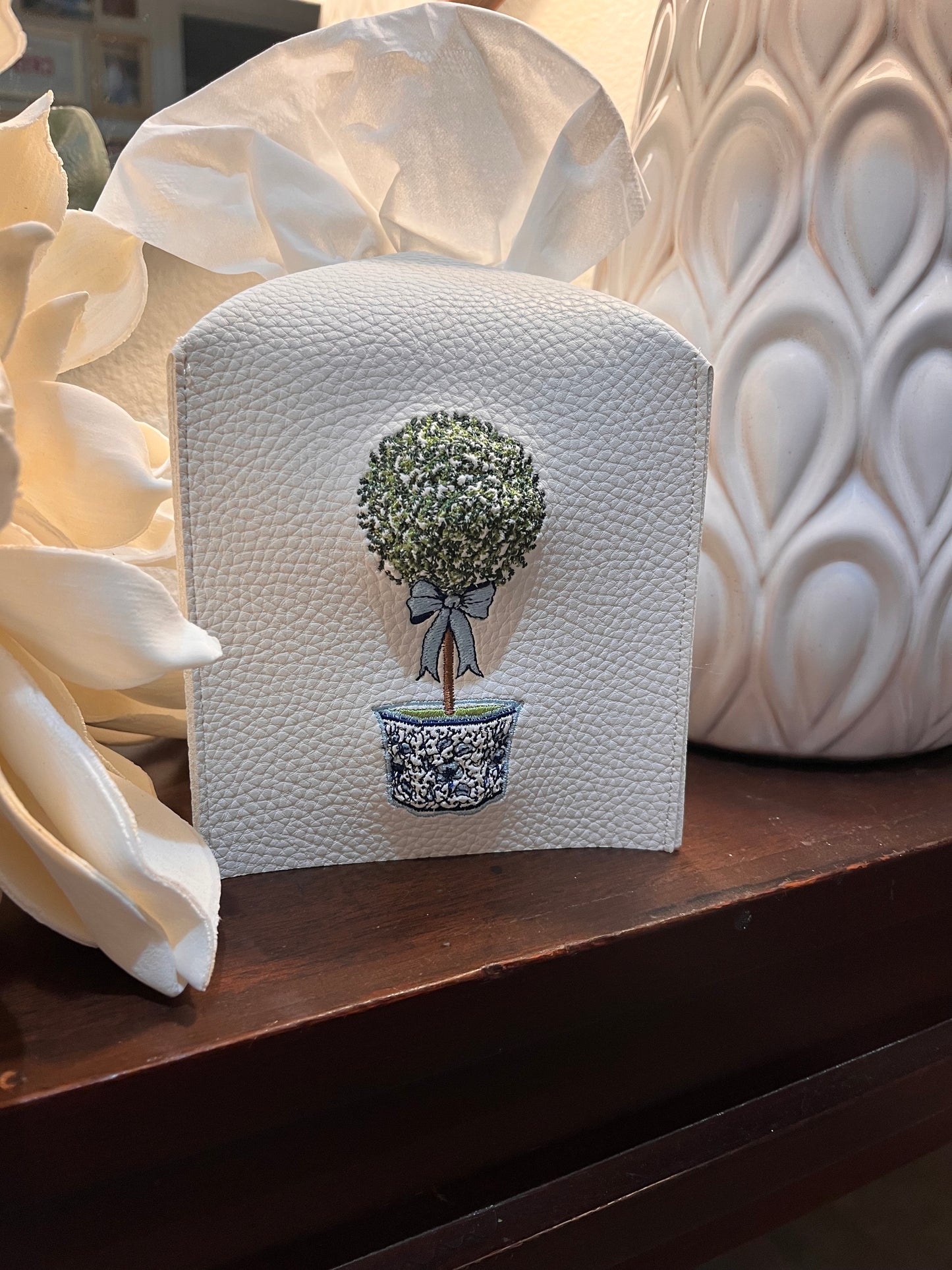 Topiary Tree with bow in Chinoiserie Pot
