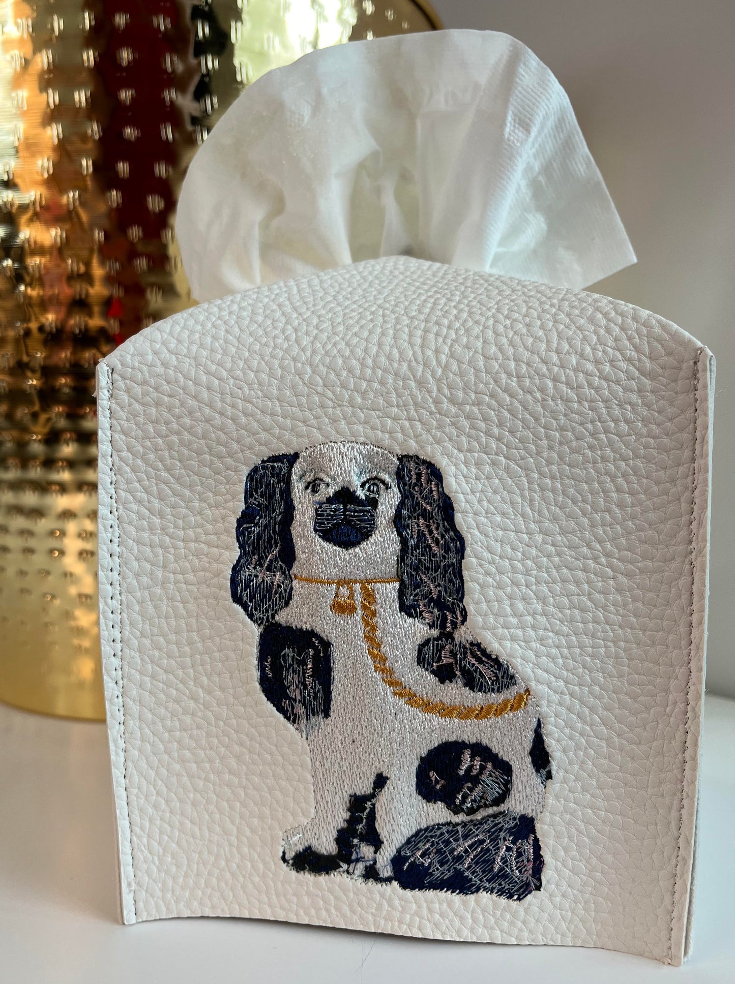 Stratfordshire Dog Leather Tissue Box Cover