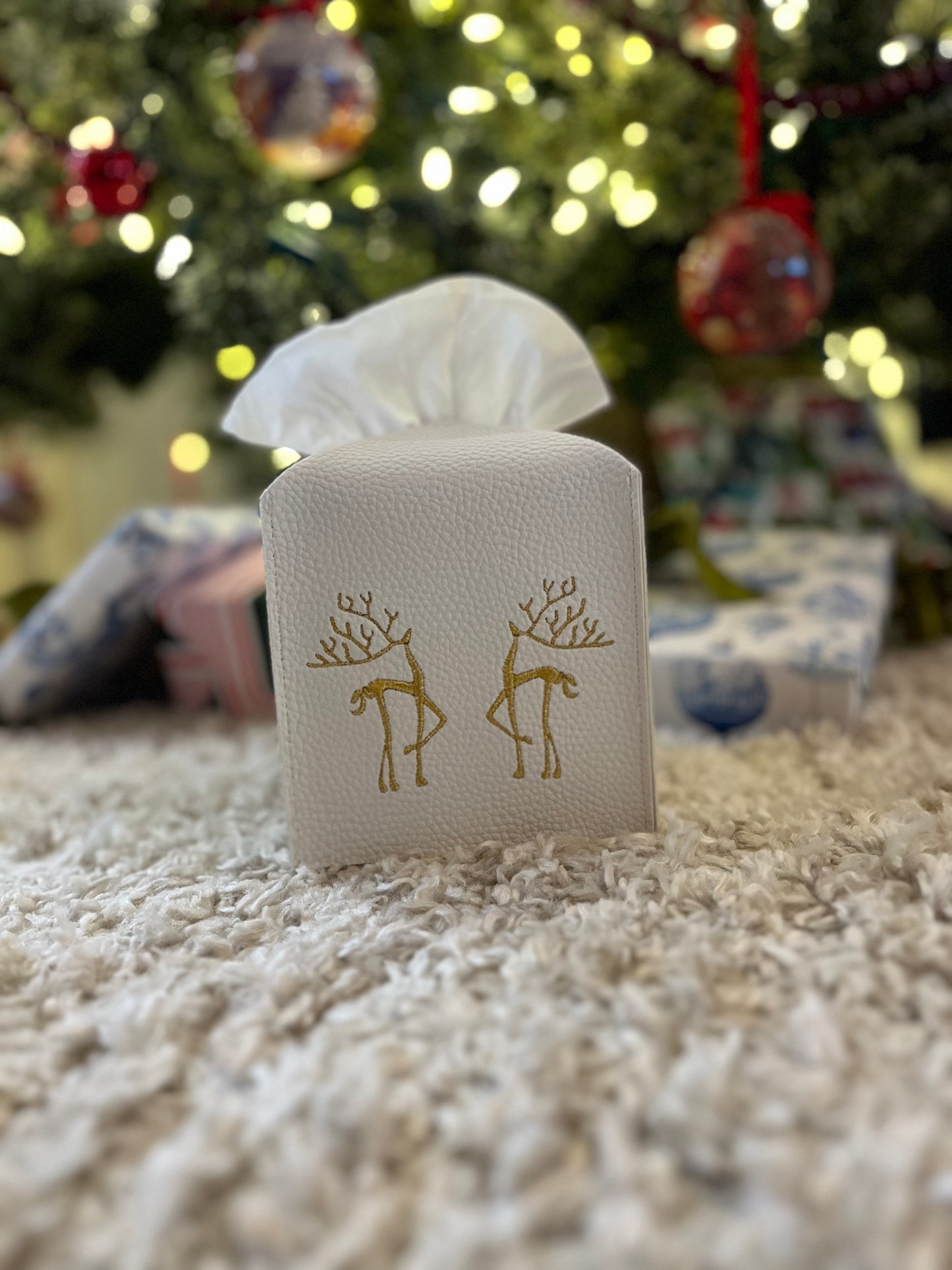 Contemporary Reindeer Leather Tissue Box Cover