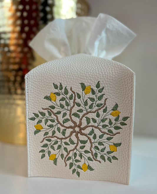 Lemon Wreath Leather Tissue Box Cover