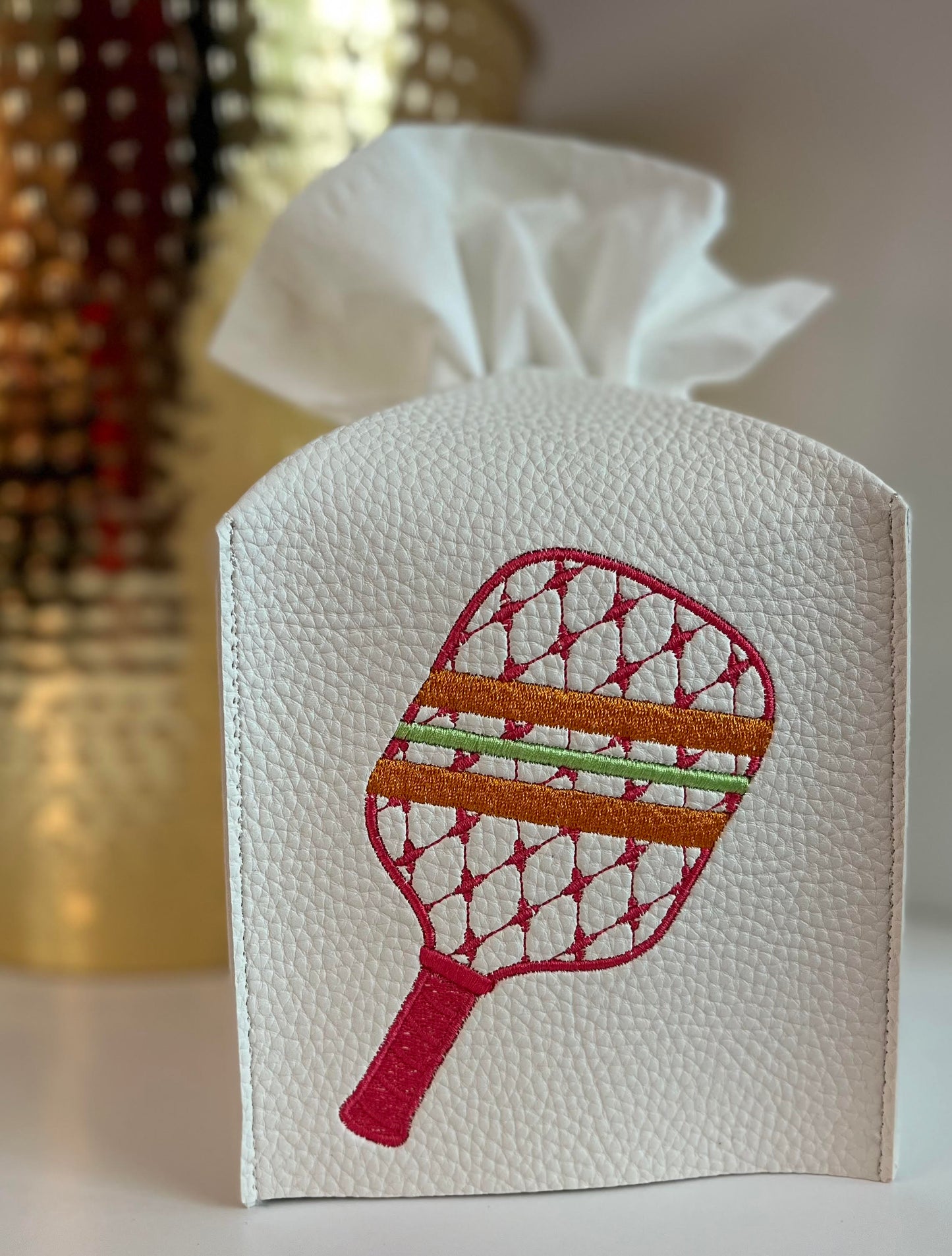 Pickleball Paddle Leather Tissue Box Cover