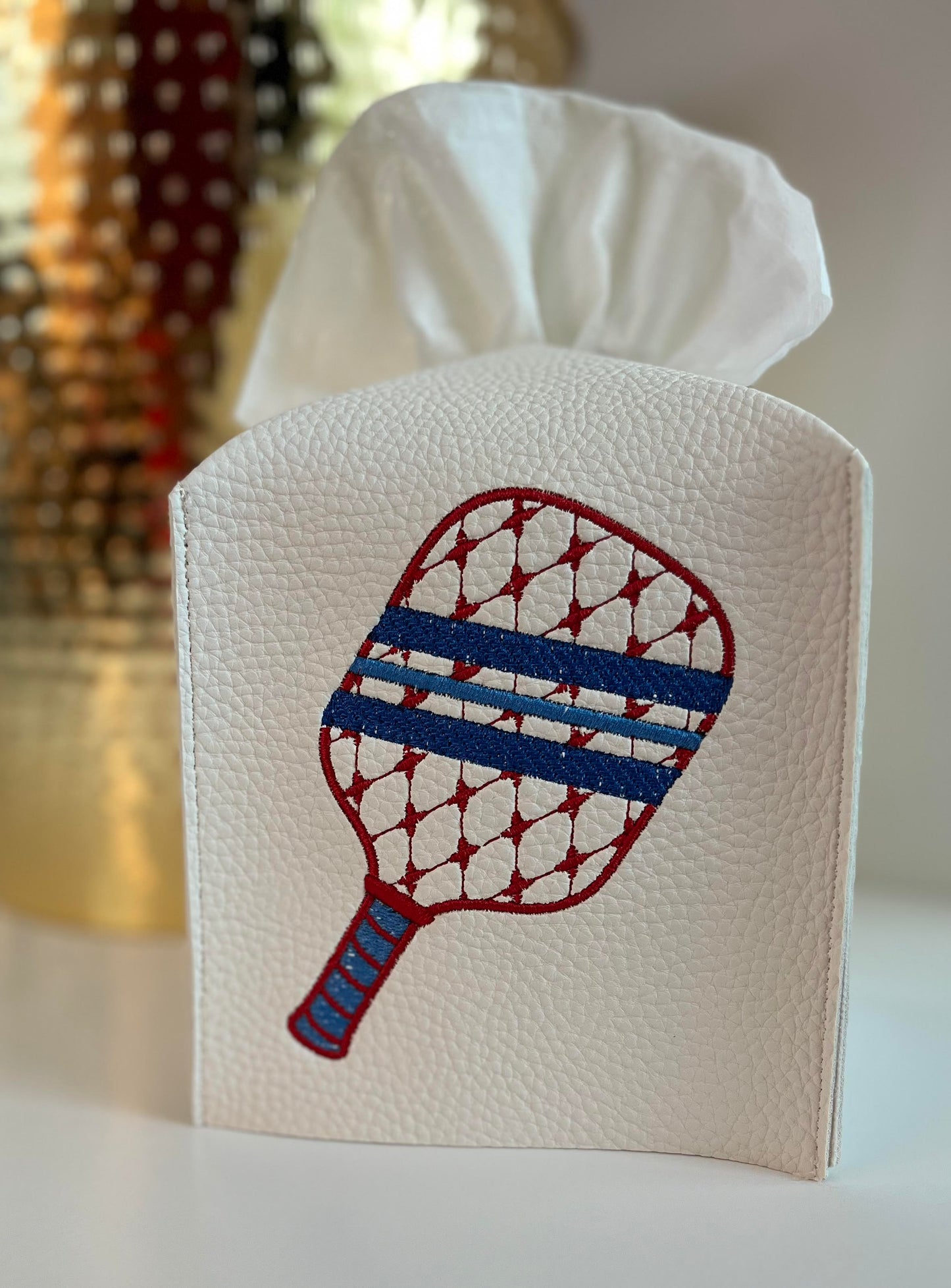 Pickleball Paddle Leather Tissue Box Cover