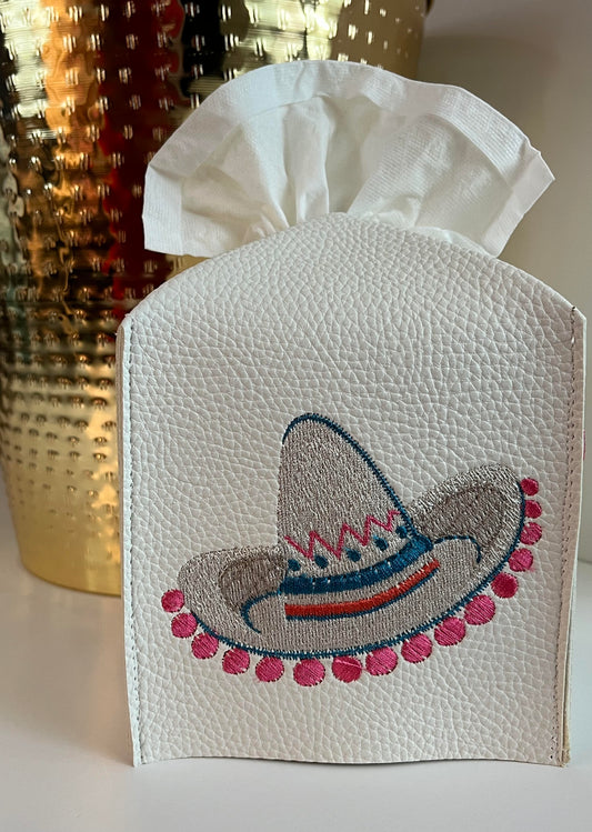Sombrero Leather Tissue Box Cover