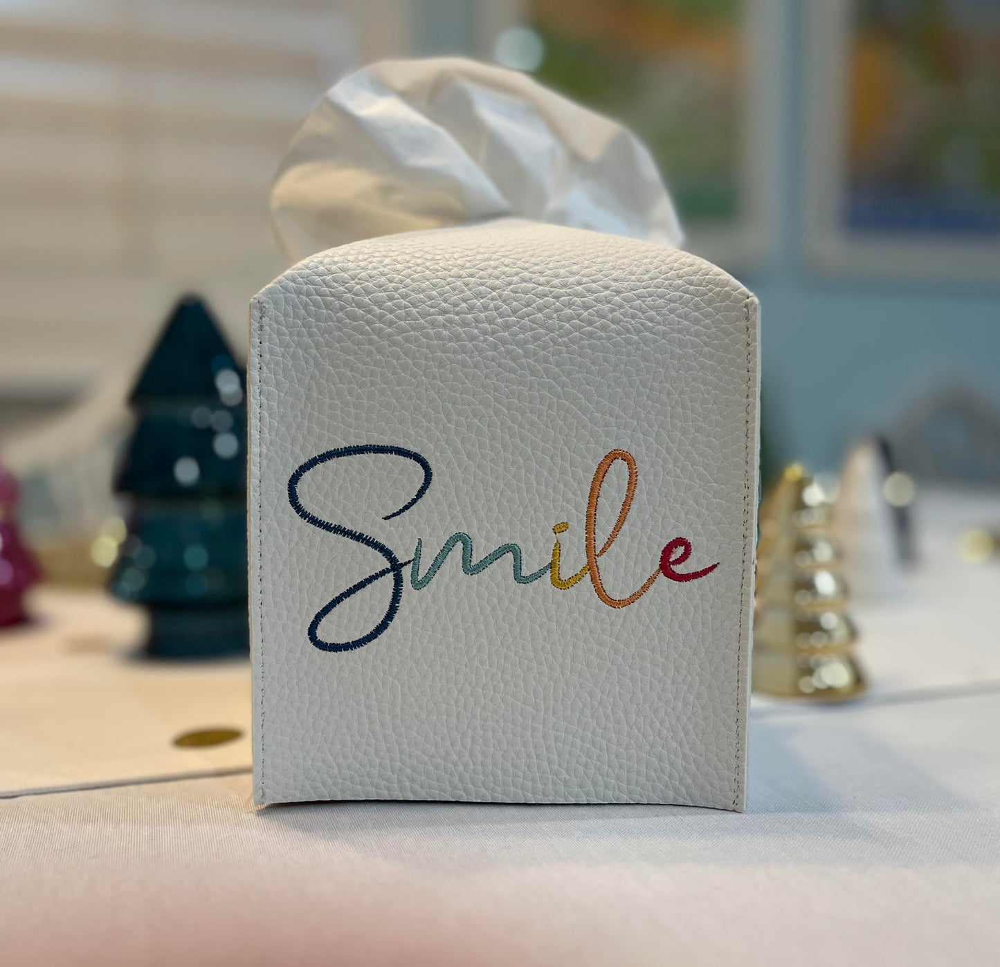 Smile Leather Tissue Box Cover